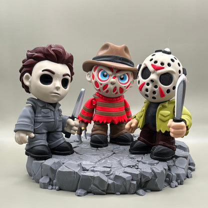 Slasher Horror Figurines | Jason, Michael & Freddy | Halloween Collectibles | 3D Printed