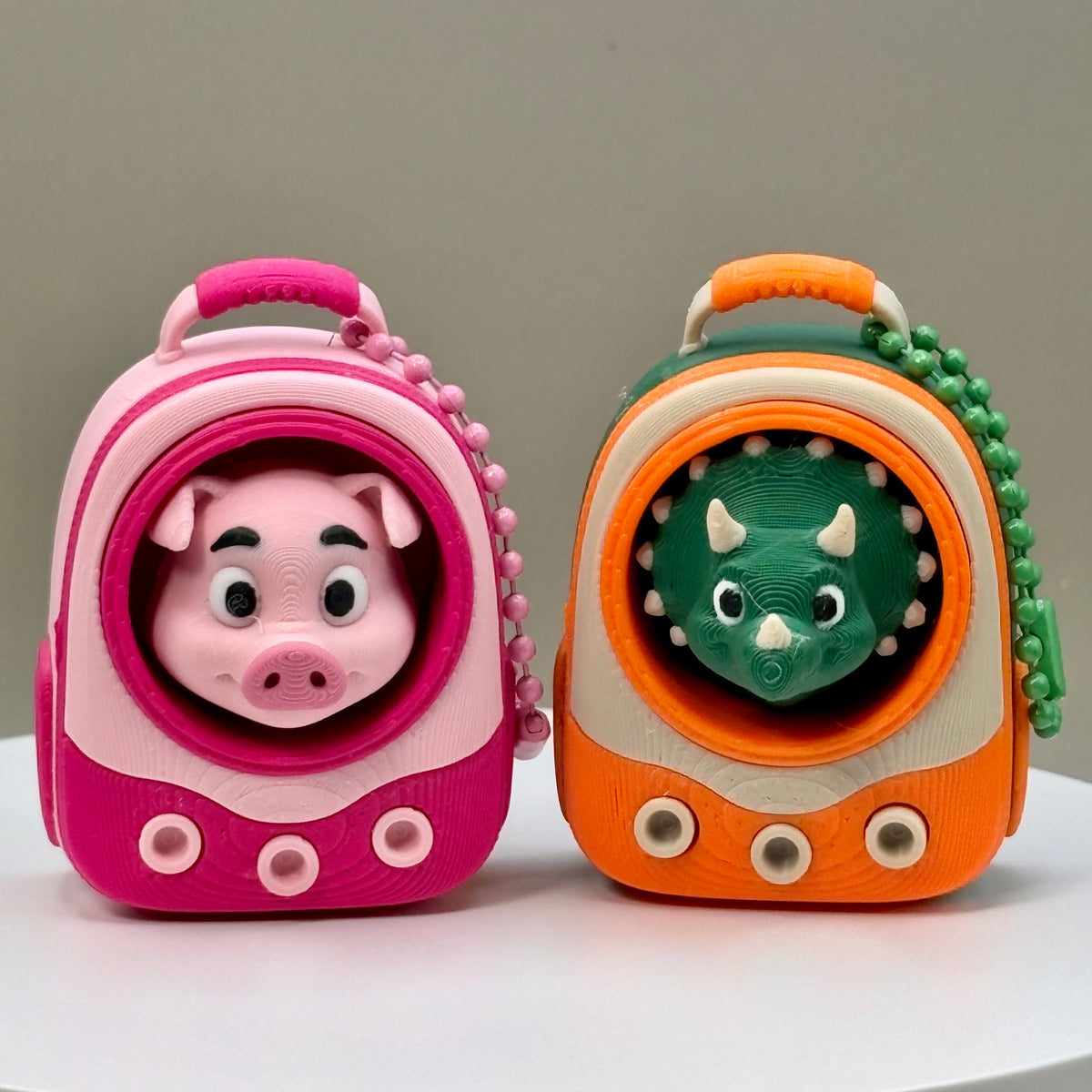 Backpack Buddies Clicker Keychain | Hammy the Pig or Stewie the Dino | Cute Backpack Fidget | Animal Bag Charm | 3D Printed