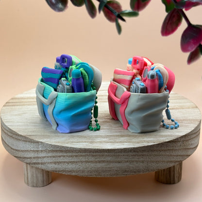 Beach Bag Clicker Keychain | Double Click Fidget | 3D Printed Beach Bag | Mochi Makes | Purse Charm | Summer Gift