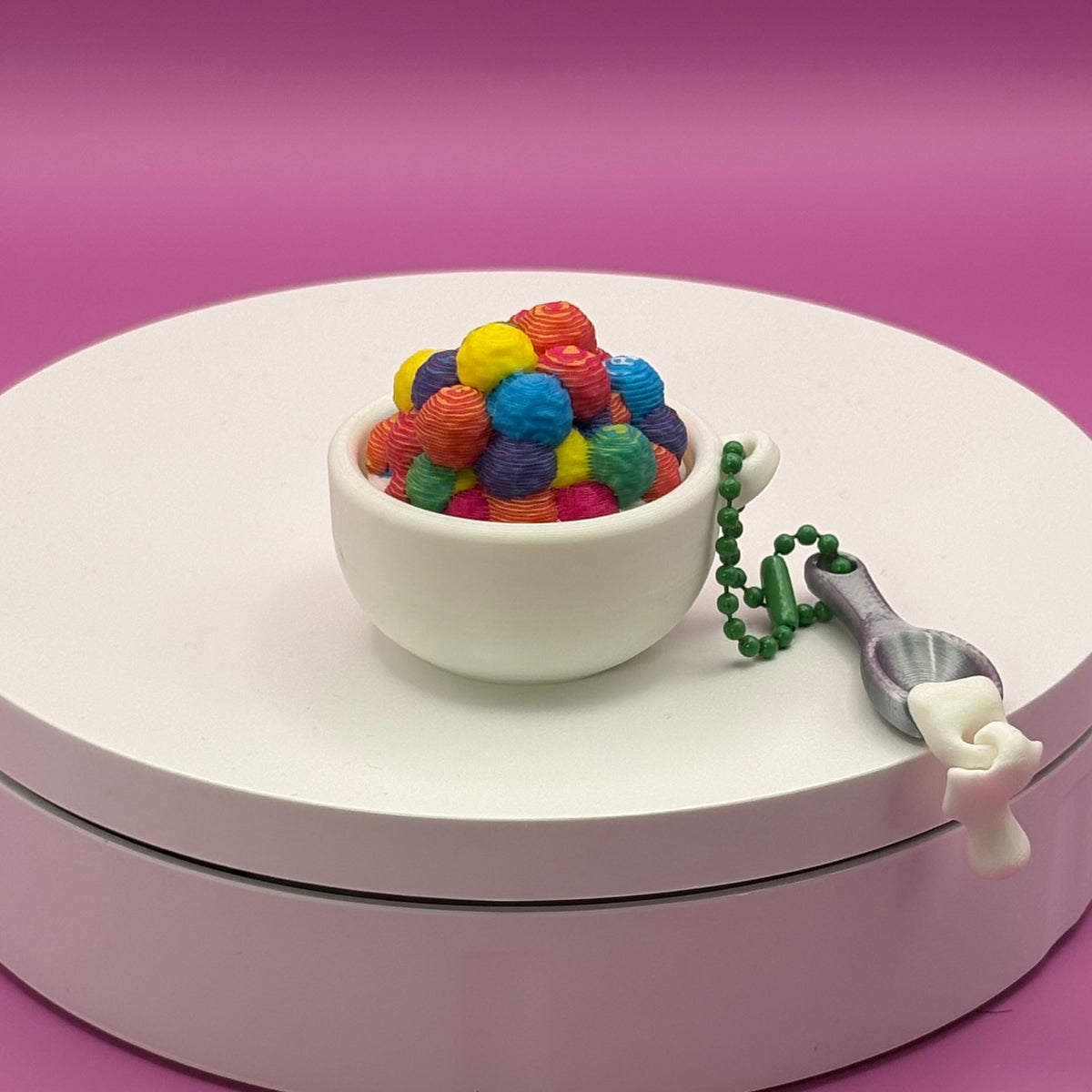 Cereal Bowl Clicker Keychain | 3D Printed Fidget with Spoon Charm