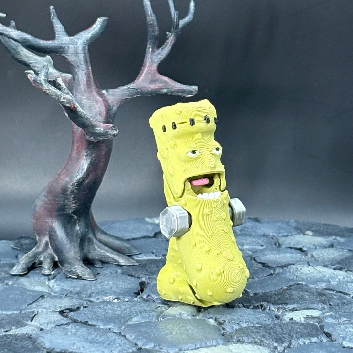 Halloween Pickle Fidget | Articulated Witch, Zombie, or Frankenstein Keychains | Frankenstein (w/stand) Desk Buddy | 3D Printed Gift