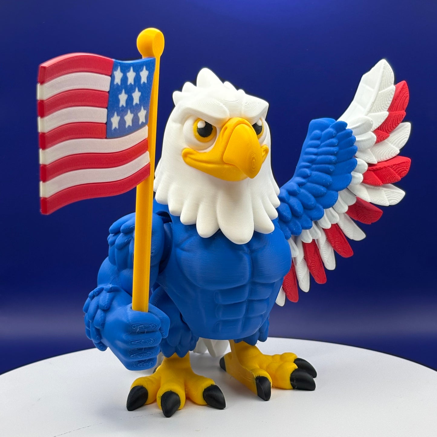 Eagle Figurine | Articulated American Eagle | Flexi Patriotic Red, White & Blue Decoration | 2 Sizes | 3D Printed USA Decor