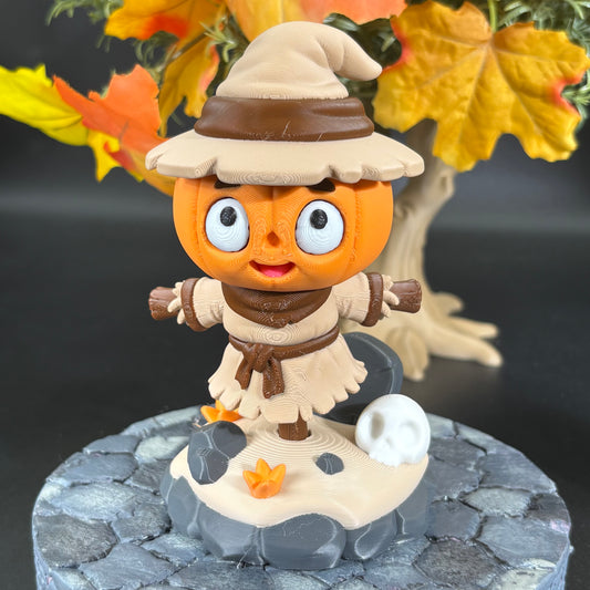 Scarecrow Figurine | Articulated Pumpkin Patch Decoration | 3D Printed Halloween Decor