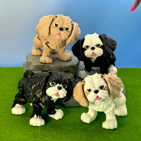 Shih Tzu Dog Figurine | Articulated Puppy Pal | Flexi Desk Pet | Dog Lover Gift | 3D Printed Decor