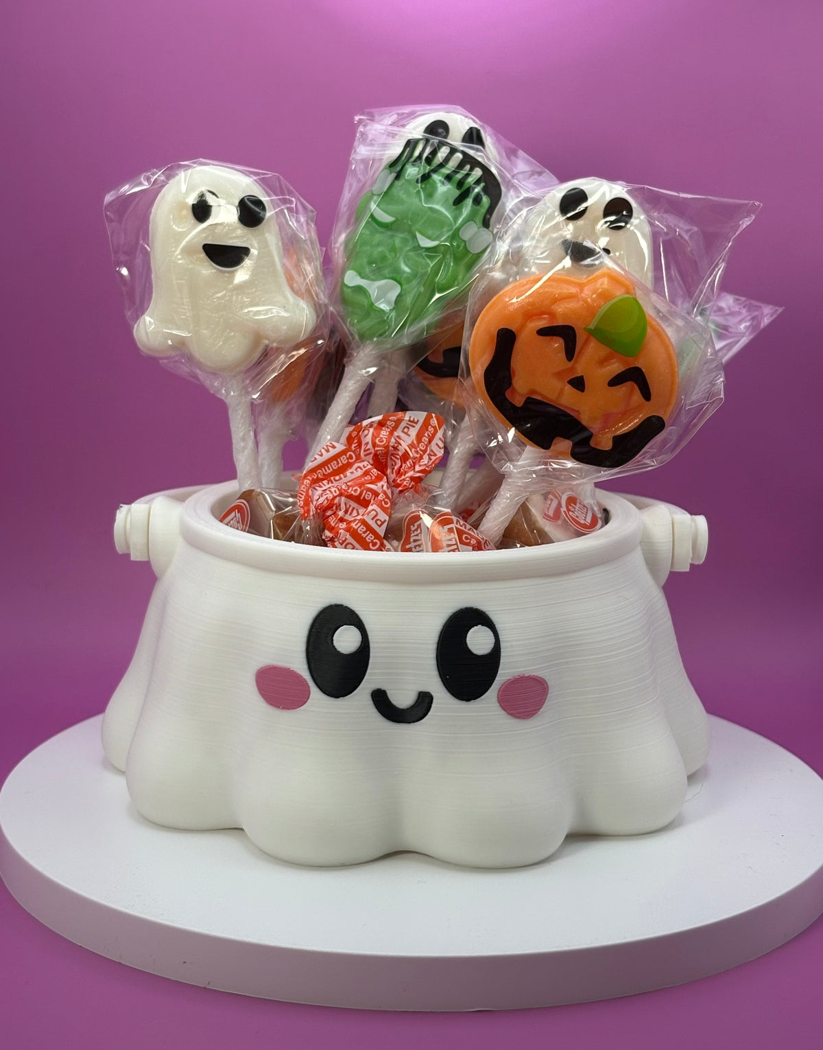 Trick-or-Treat Candy Bucket | Halloween Candy Holder | Ghost, Jack-o'-Lantern or Cat | 3D Printed