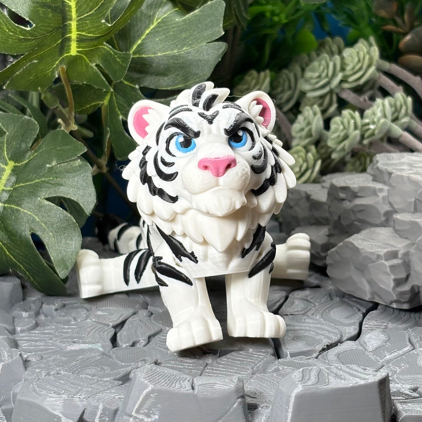 Tiger & White Tiger | Safari Friends | 3D Printed Animal Figurine | King of the Jungle & Desk