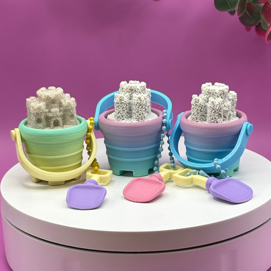 Sandcastle Clicker Keychain | Beach Fidget | Rainbow Colors (may vary) |3D Printed Summer Desk Toy