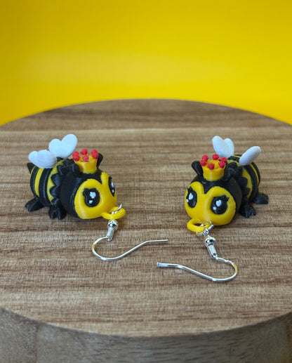 Bee Earrings | Articulated  Lightweight Sterling Silver | 3D Printed Bee Jewelry