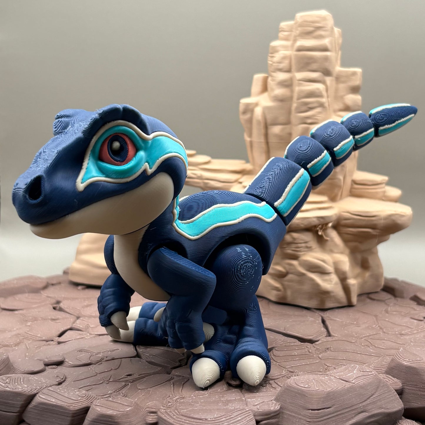 Velociraptor Dinosaur Figurine | Articulated Prehistoric Pal | Flexible Dinosaur Desk Buddy | 3D Printed Gift