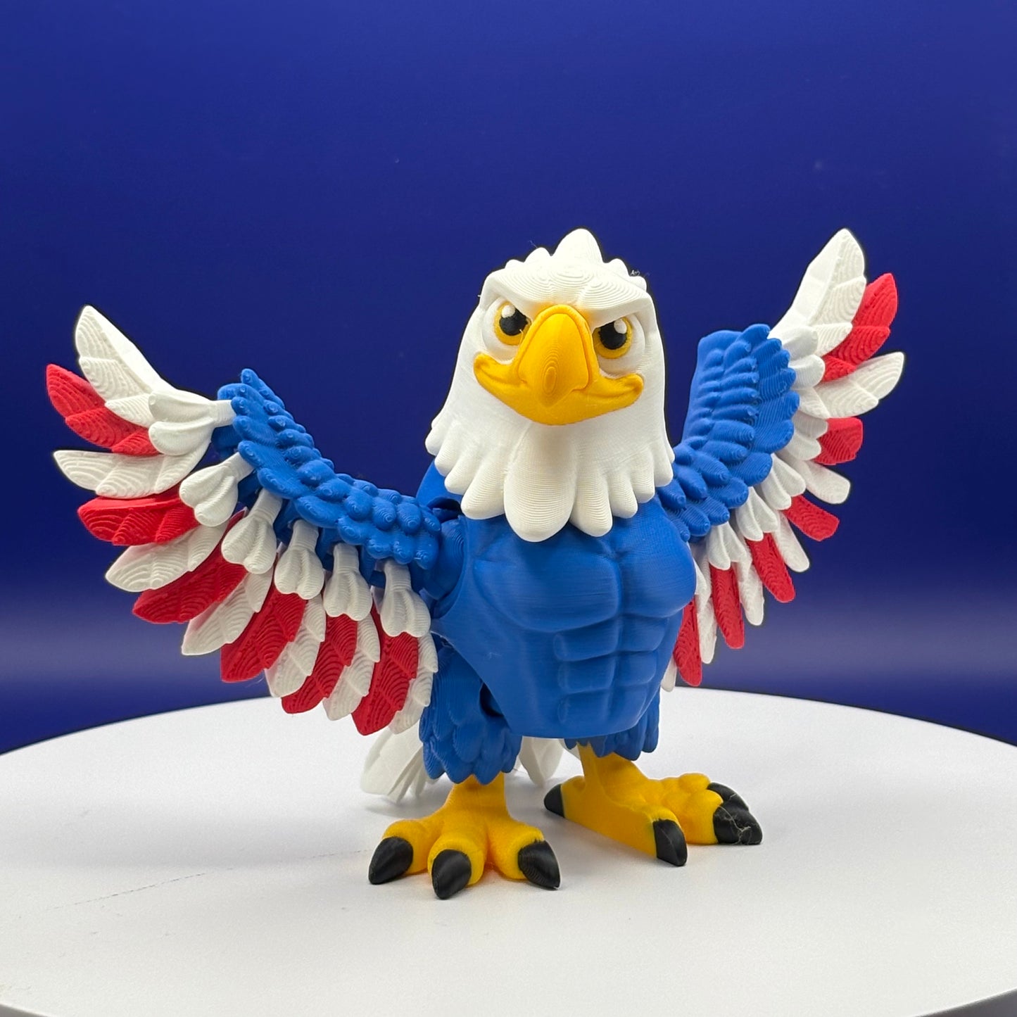 Eagle Figurine | Articulated American Eagle | Flexi Patriotic Red, White & Blue Decoration | 2 Sizes | 3D Printed USA Decor