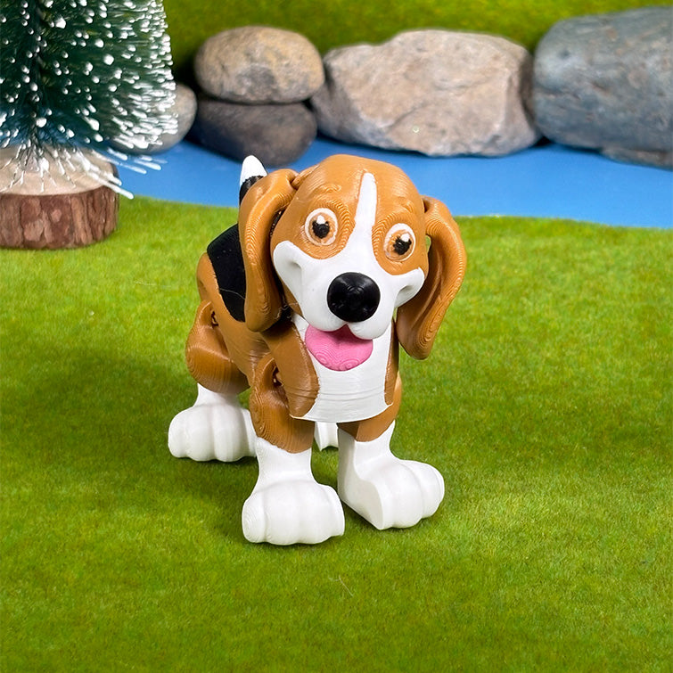 Beagle Puppy Pals – Tricolor Beagle Duo, Cute Dog Figurines, 3D Printed Collectible