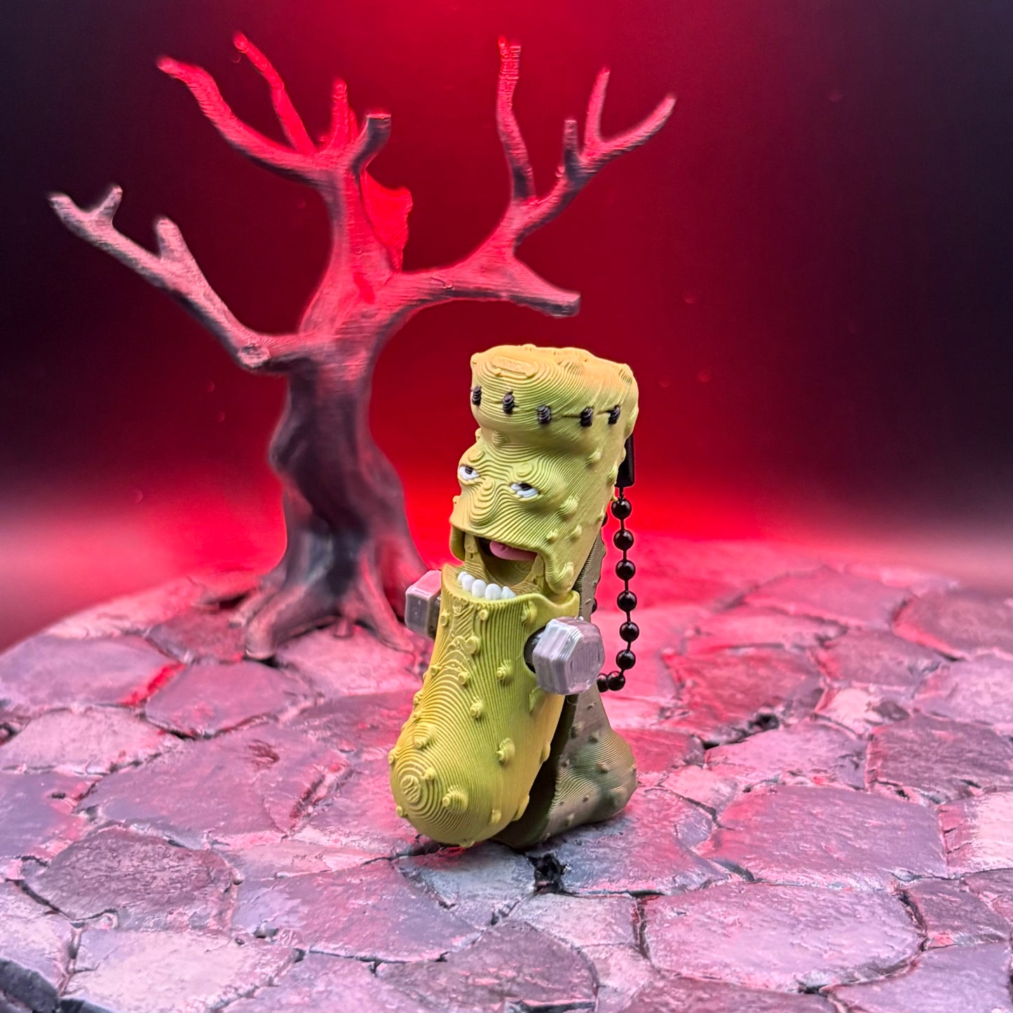 Halloween Pickle Fidget | Articulated Witch, Zombie, or Frankenstein Keychains | Frankenstein (w/stand) Desk Buddy | 3D Printed Gift