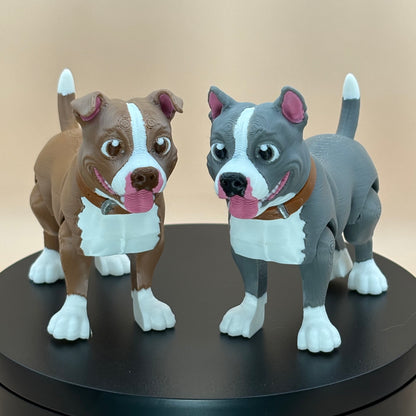 Pit Bull Dog Figurine | Articulated Puppy Pal | Flexi Desk Pet | Dog Lover Gift | 3D Printed