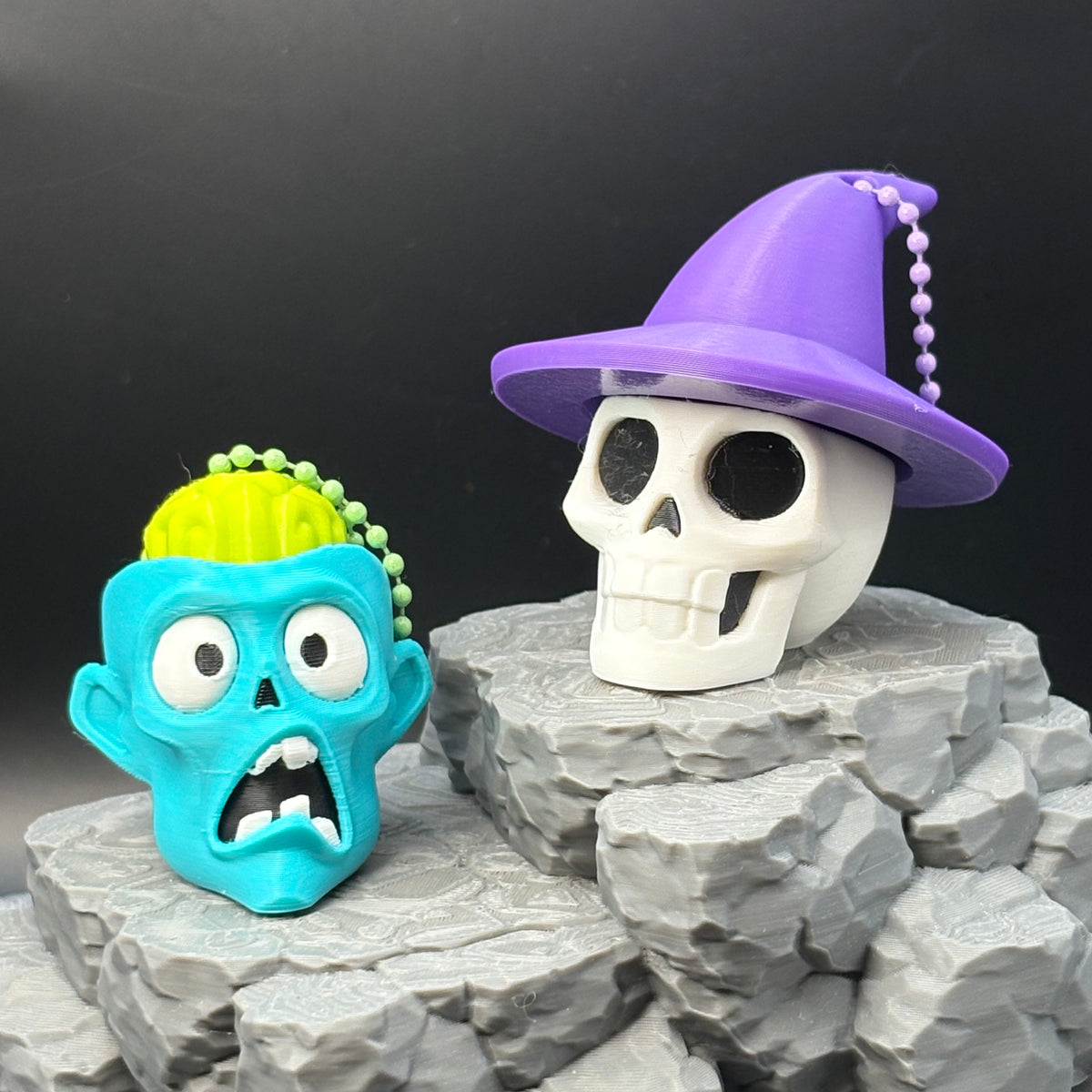 Haunted Heads Clicker Keychains | Spooky Zombie & Skeleton Clicker Keychains & Bag Charms