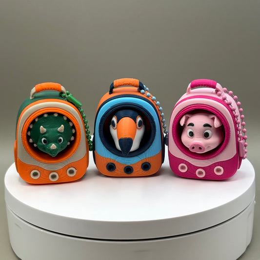 Backpack Buddies Clicker Keychain | Pig, Dino & Toucan