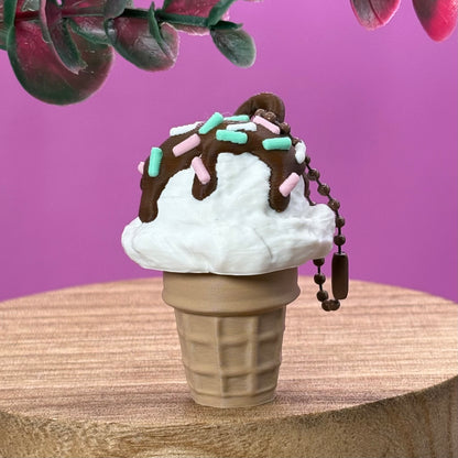 Ice Cream Cone Clicker Keychains – Cute Kawaii Fidget Clicker, 3D Printed Dessert Charms, Bag Charm Gift