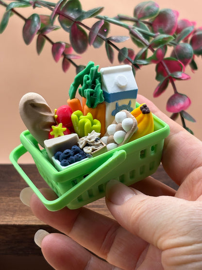 Grocery Basket Clicker | 4-in-1 Fidget Clicker | Mini Shopping Basket | 3D Printed Desk Fidget | Mini Grocery Gift