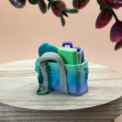 Beach Bag Clicker Keychain | Double Click Fidget | 3D Printed Beach Bag | Mochi Makes | Purse Charm | Summer Gift