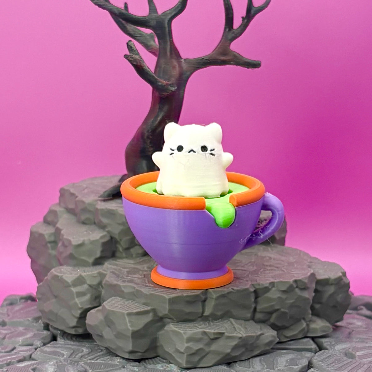 Ghostie Halloween Clicker Keychains | Cat Ghost Cup, Ghost Cauldron & Ghost Jack-O-Lantern
