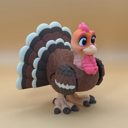 Happy Thanksgiving Turkey Display | Articulating Turkey Figurine | Thanksgiving Table Decoration