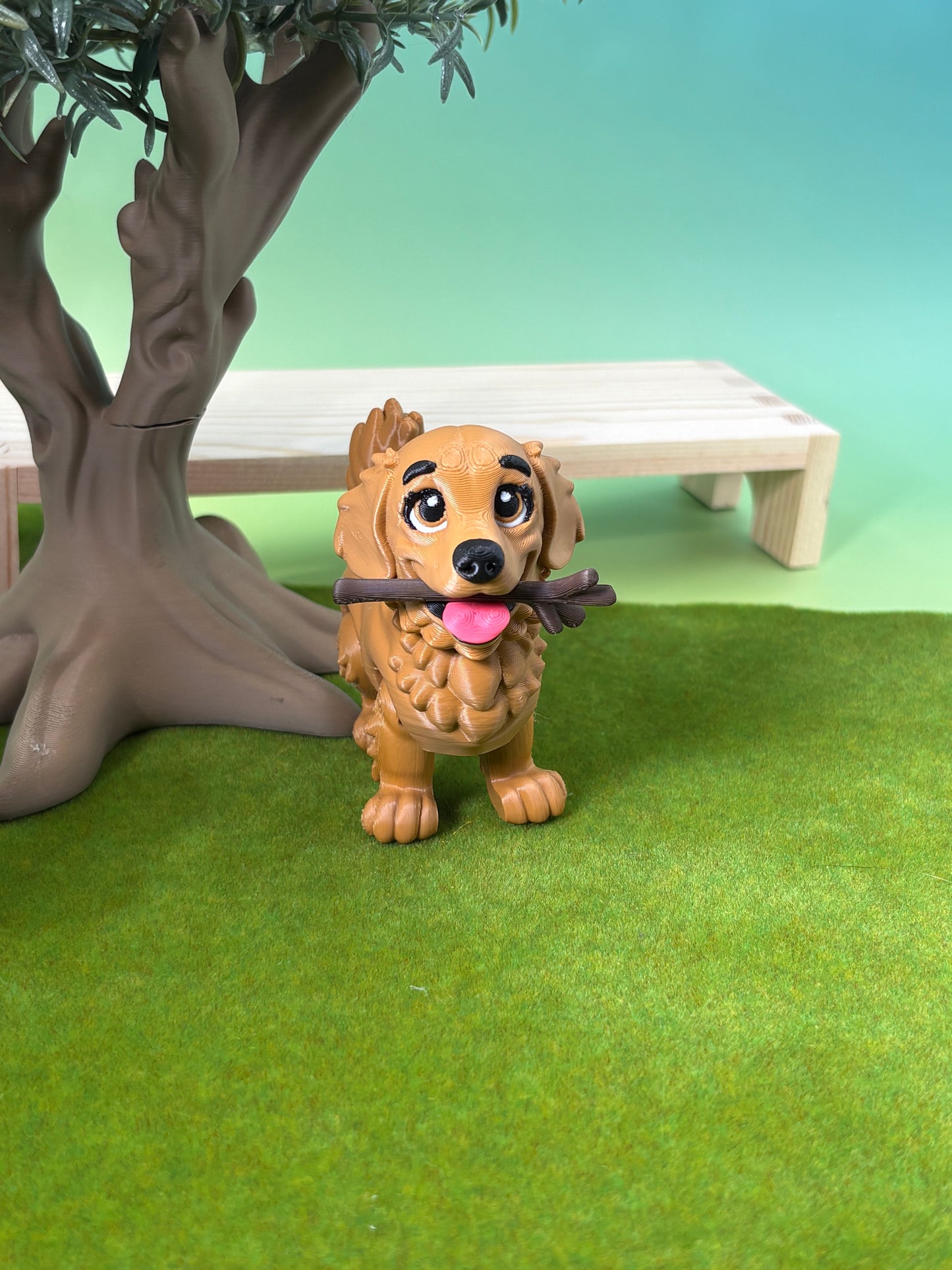 Golden Retriever Dog Figurine | Articulated Puppy Pal | Flexi Desk Pet | Dog Lover Gift | 3D Printed
