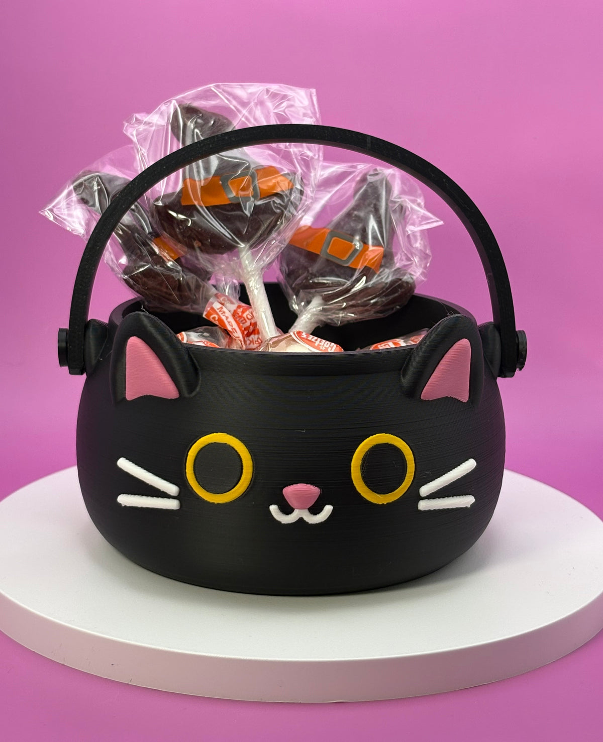 Trick-or-Treat Candy Bucket | Halloween Candy Holder | Ghost, Jack-o'-Lantern or Cat | 3D Printed