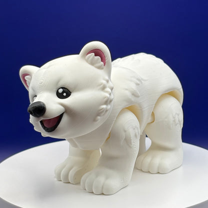 Polar Bear Figurine | Articulated Aurora the Polar Bear | Ocean Friends Collection | Flexi Desk Pet |  3D Printed Gift