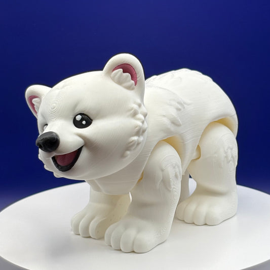 Polar Bear Figurine | Articulated Aurora the Polar Bear | Ocean Friends Collection | Flexi Desk Pet |  3D Printed Gift