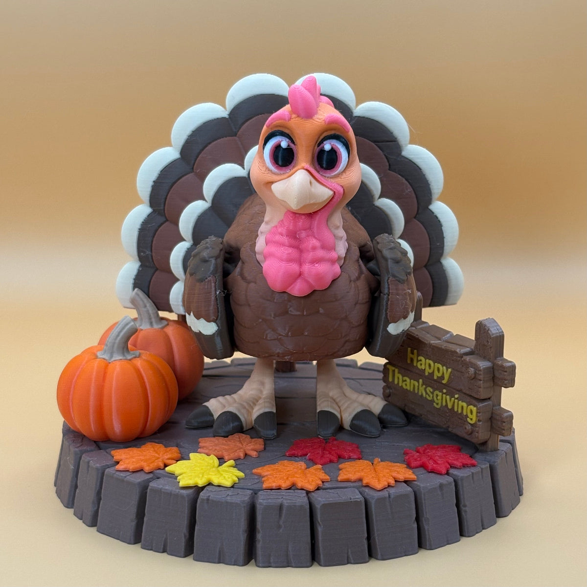 Happy Thanksgiving Turkey Display | Articulating Turkey Figurine | Thanksgiving Table Decoration