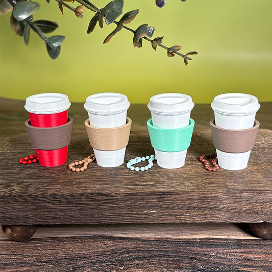 Latte Clicker Cup Keychain – Cute Coffee Fidget Toy | White, Matcha & Red Cup Options | Smiley Stress Relief Clicker