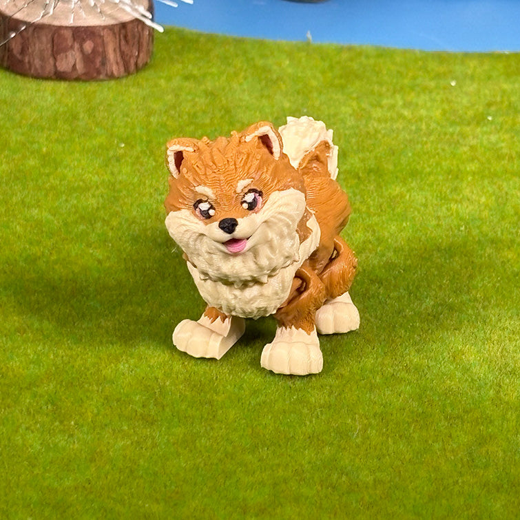 Teacup Pomeranian Puppy Pals – Orange & Sable Pomeranian Duo, Cute Dog Figurines, 3D Printed Gift