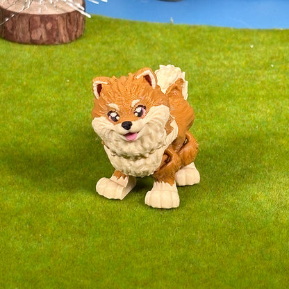 Teacup Pomeranian Puppy Pals – Orange & Sable Pomeranian Duo, Cute Dog Figurines, 3D Printed Gift