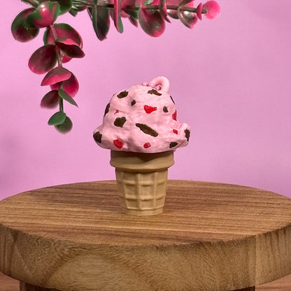 Ice Cream Cone Clicker Keychains – Cute Kawaii Fidget Toys, 3D Printed Dessert Charms, Bag Charm Gift