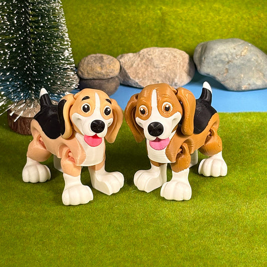 Beagle Puppy Pals – Tricolor Beagle Duo, Cute Dog Figurines, 3D Printed Collectible