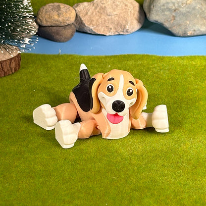 Beagle Puppy Pals – Tricolor Beagle Duo, Cute Dog Figurines, 3D Printed Collectible