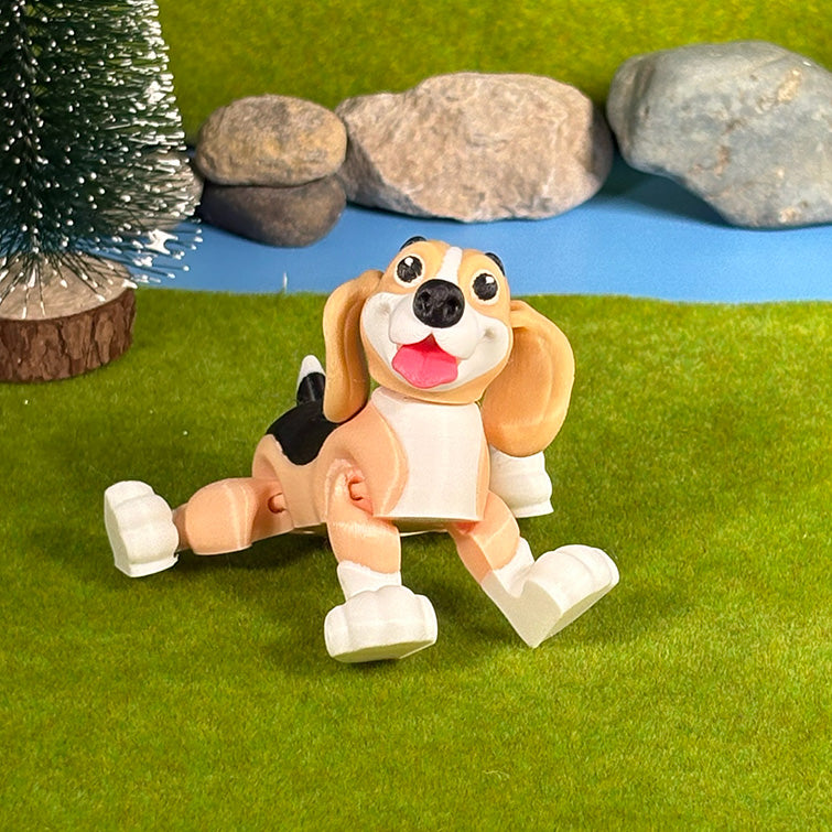 Beagle Puppy Pals – Tricolor Beagle Duo, Cute Dog Figurines, 3D Printed Collectible