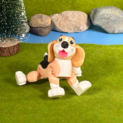Beagle Puppy Pals – Tricolor Beagle Duo, Cute Dog Figurines, 3D Printed Collectible
