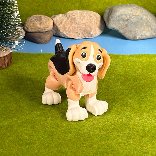 Beagle Puppy Pals – Tricolor Beagle Duo, Cute Dog Figurines, 3D Printed Collectible