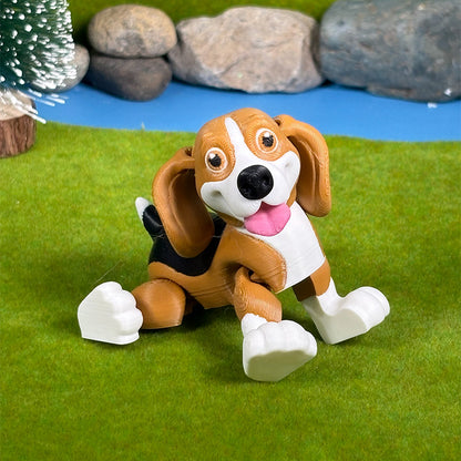 Beagle Puppy Pals – Tricolor Beagle Duo, Cute Dog Figurines, 3D Printed Collectible