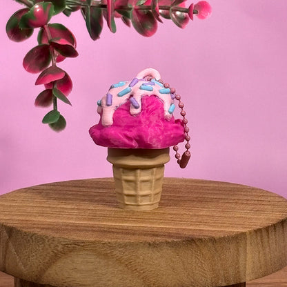 Ice Cream Cone Clicker Keychains – Cute Kawaii Fidget Toys, 3D Printed Dessert Charms, Bag Charm Gift