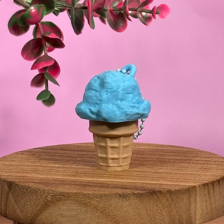 Ice Cream Cone Clicker Keychains – Cute Kawaii Fidget Toys, 3D Printed Dessert Charms, Bag Charm Gift