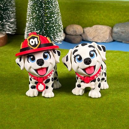 Dalmatian Puppy Pals – Firefighter Dalmatian & Spotted Puppy, Sold Separately, Cute Dog Figurines