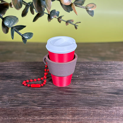 Latte Clicker Cup Keychain – Cute Coffee Fidget Toy | White, Matcha & Red Cup Options | Smiley Stress Relief Clicker