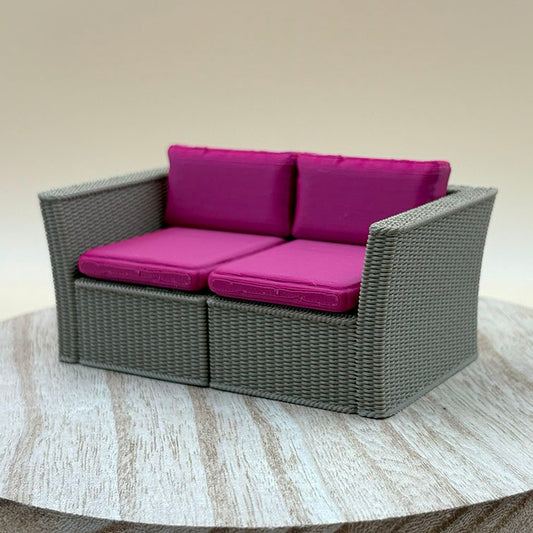 Wicker Love Seat Dollhouse Miniature 1:12 Scale