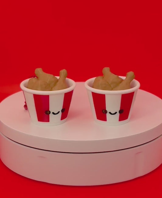Chicken Bucket Clicker Keychain Jo| Red & White Chicken Bucket | Cute Food Fidget | Mini Hen Charm | 3D Printed