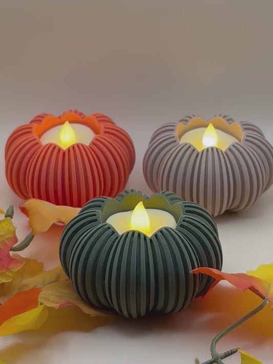 Pumpkin Tealight LED Candleholder | Fall Flameless Pumpkin Candle Holder