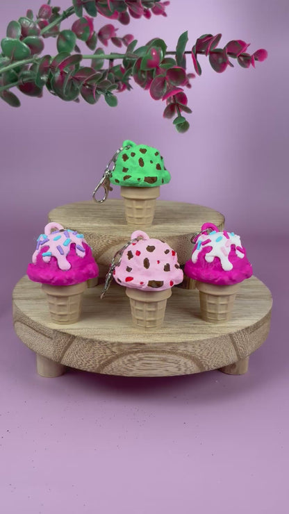 Ice Cream Cone Clicker Keychain