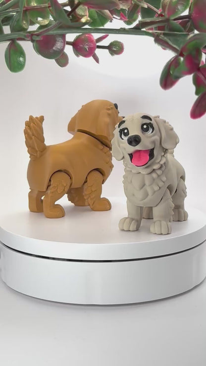 Golden Retriever Dog Figurine | Articulated Puppy Pal | Flexi Desk Pet | Dog Lover Gift | 3D Printed