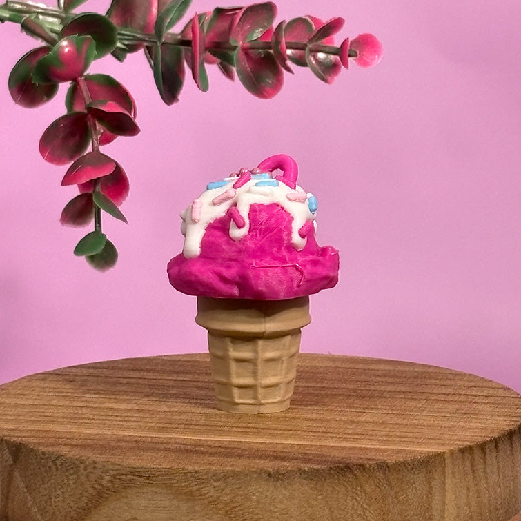 Ice Cream Cone Clicker Keychains – Cute Kawaii Fidget Toys, 3D Printed Dessert Charms, Bag Charm Gift