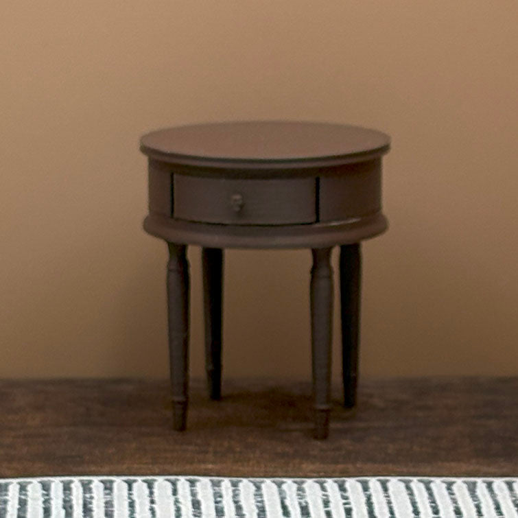 Round Side Table with Drawer Dollhouse Miniature 1:12 Scale